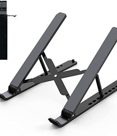 Tonmom Laptop Stand for Desk, Adjustable Laptop Riser ABS+Silicone Foldable Portable Laptop Holder,