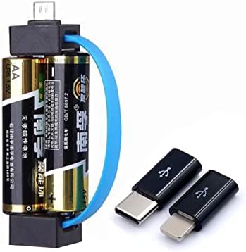 CACACOL Portable Magnetic AA/AAA Battery Phone Emergency Charger with MicroUSB-Lightning Adapter and