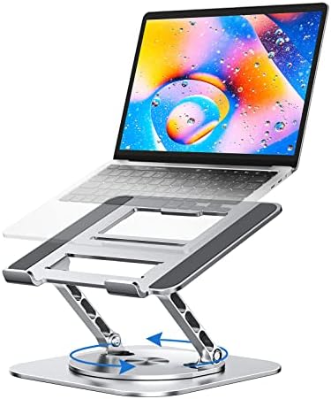 MCHOSE Adjustable Laptop Stand for Desk, Ergonomic Laptop Riser with 360° Rotating Base, Foldable
