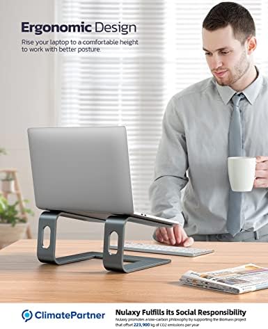 Nulaxy Laptop Stand, Ergonomic Aluminum Laptop Mount Computer Stand for Desk, Detachable Laptop - Image 2