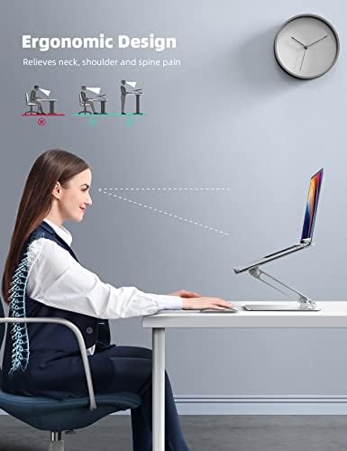 Lamicall Adjustable Laptop Stand, Portable Laptop Riser, Aluminum for Desk Foldable, Ergonomic - Image 2
