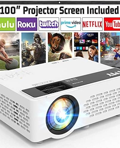 TMY Projector, Upgraded 9500 Lumens with 100" Projector Screen, 1080P Full HD Portable Projector,