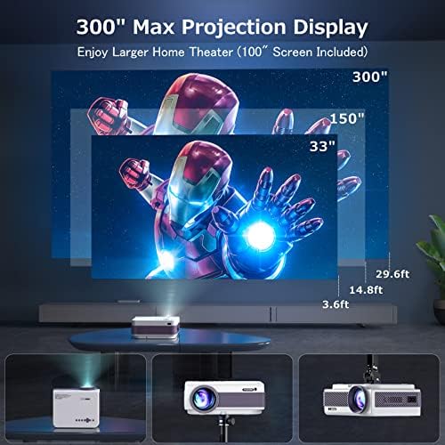 Projector with WiFi and Bluetooth, FUDONI 5G WiFi Native 1080P Outdoor Projector 11000L Support 4K, - Image 5