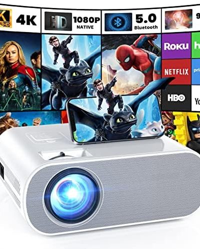 HOMPOW Projector, Native 1080P Full HD Bluetooth Projector with Speaker, 9500 Lumens Outdoor